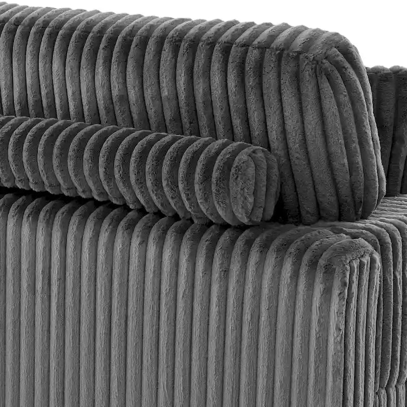 Corduroy & Chenille Velvet Chaise Lounge with Adjustable Headrest – Left or Right Facing