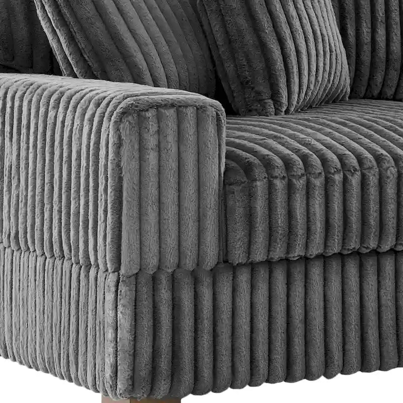 Corduroy & Chenille Velvet Chaise Lounge with Adjustable Headrest – Left or Right Facing