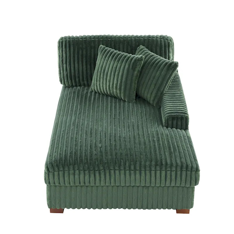 Corduroy & Chenille Velvet Chaise Lounge with Adjustable Headrest – Left or Right Facing