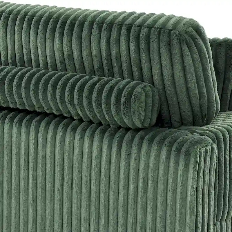 Corduroy & Chenille Velvet Chaise Lounge with Adjustable Headrest – Left or Right Facing