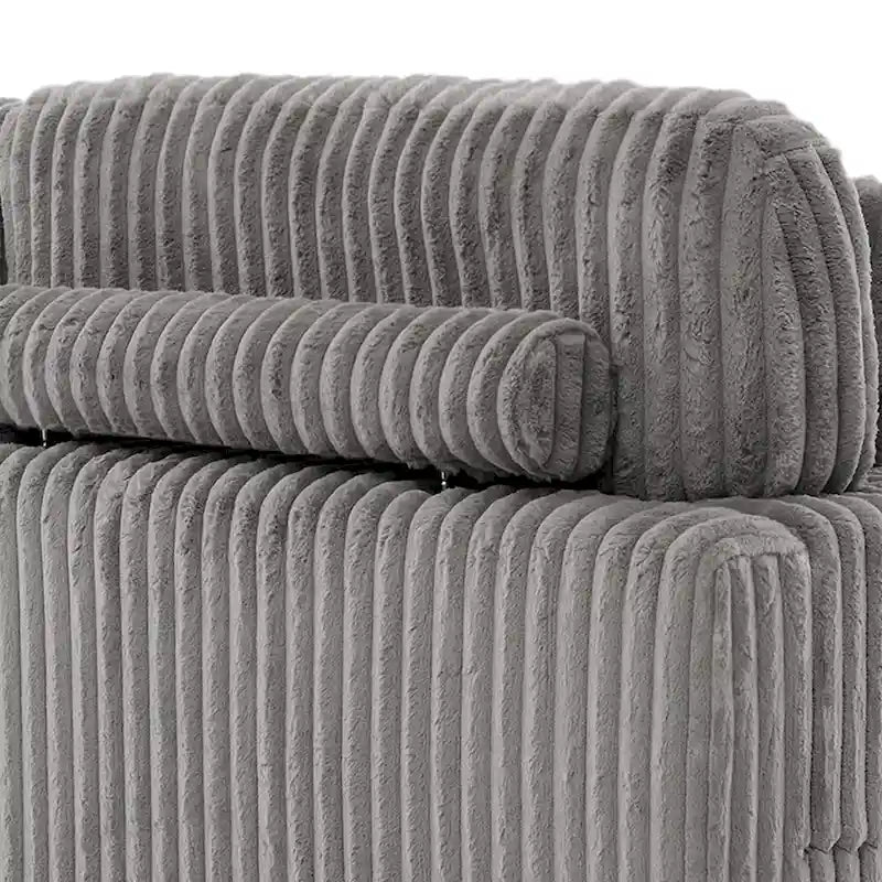 Corduroy & Chenille Velvet Chaise Lounge with Adjustable Headrest – Left or Right Facing