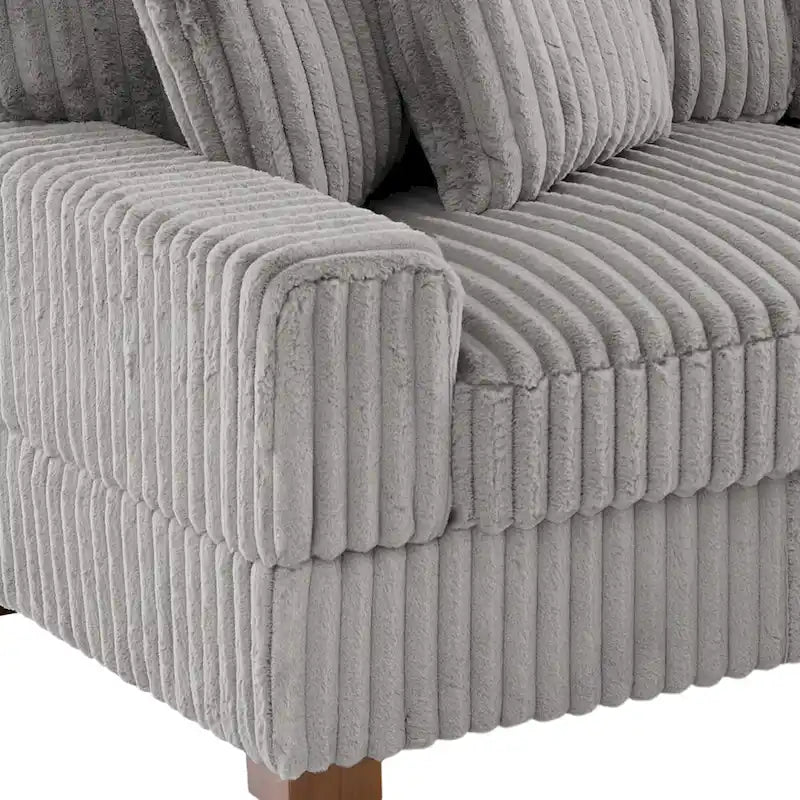 Corduroy & Chenille Velvet Chaise Lounge with Adjustable Headrest – Left or Right Facing