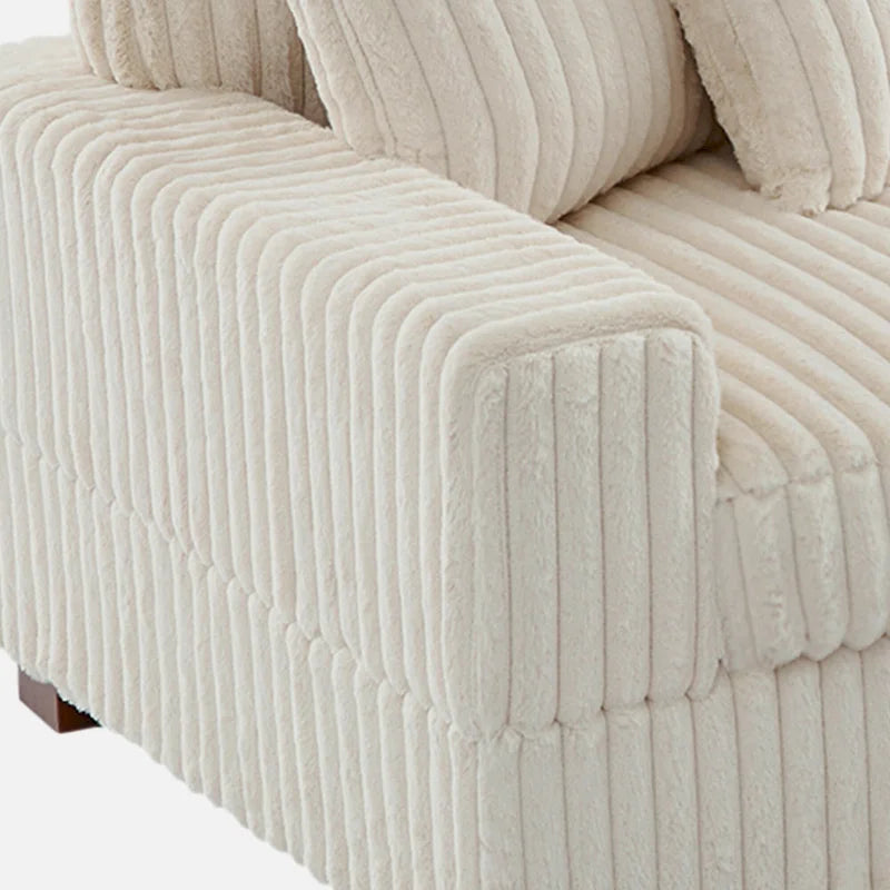 Corduroy & Chenille Velvet Chaise Lounge with Adjustable Headrest – Left or Right Facing