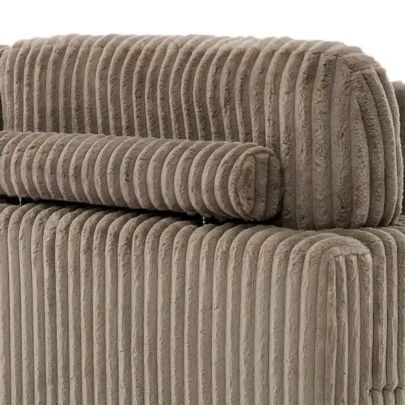 Corduroy & Chenille Velvet Chaise Lounge with Adjustable Headrest – Left or Right Facing