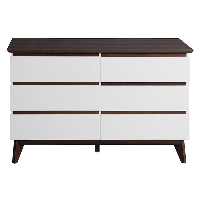 6-Drawer White Wood Storage Dresser