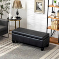 Tufted Faux Leather Flip-Top Storage Ottoman Bench