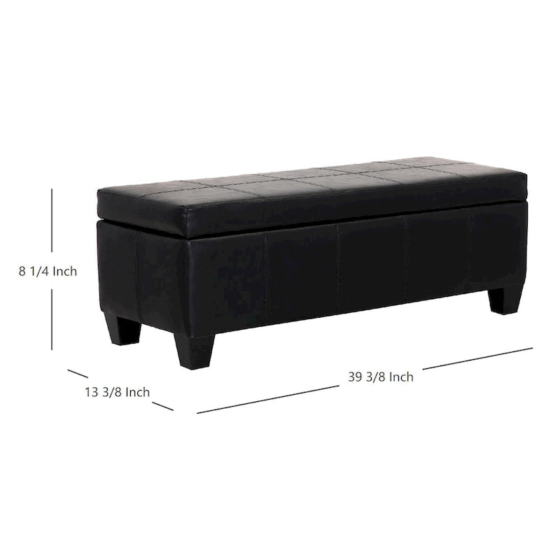 Tufted Faux Leather Flip-Top Storage Ottoman Bench