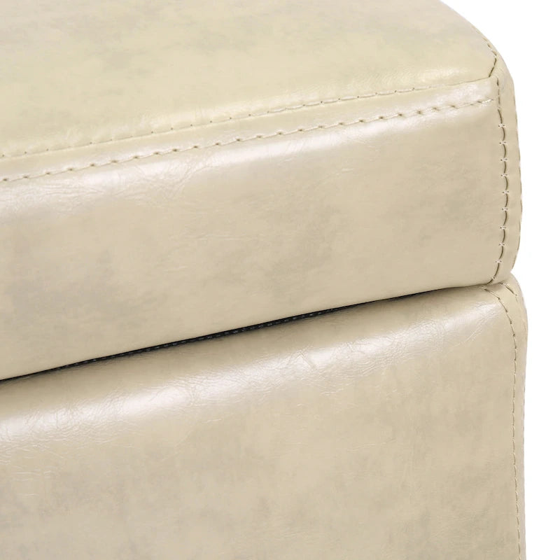 Tufted Faux Leather Flip-Top Storage Ottoman Bench