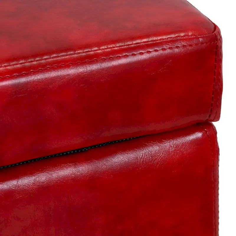 Tufted Faux Leather Flip-Top Storage Ottoman Bench