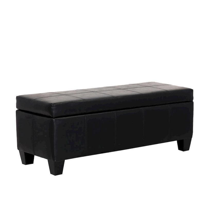 Tufted Faux Leather Flip-Top Storage Ottoman Bench