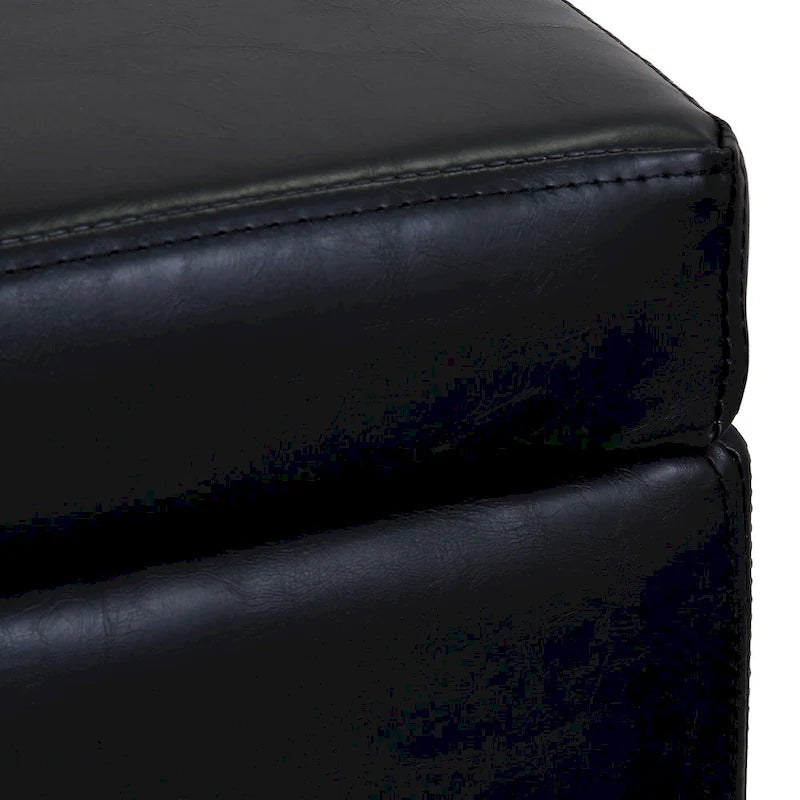 Tufted Faux Leather Flip-Top Storage Ottoman Bench