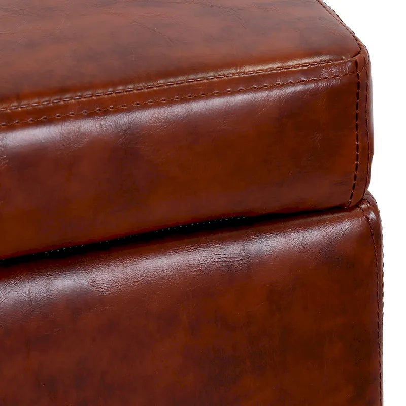 Tufted Faux Leather Flip-Top Storage Ottoman Bench