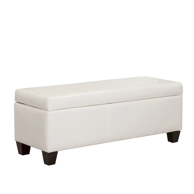 Tufted Faux Leather Flip-Top Storage Ottoman Bench