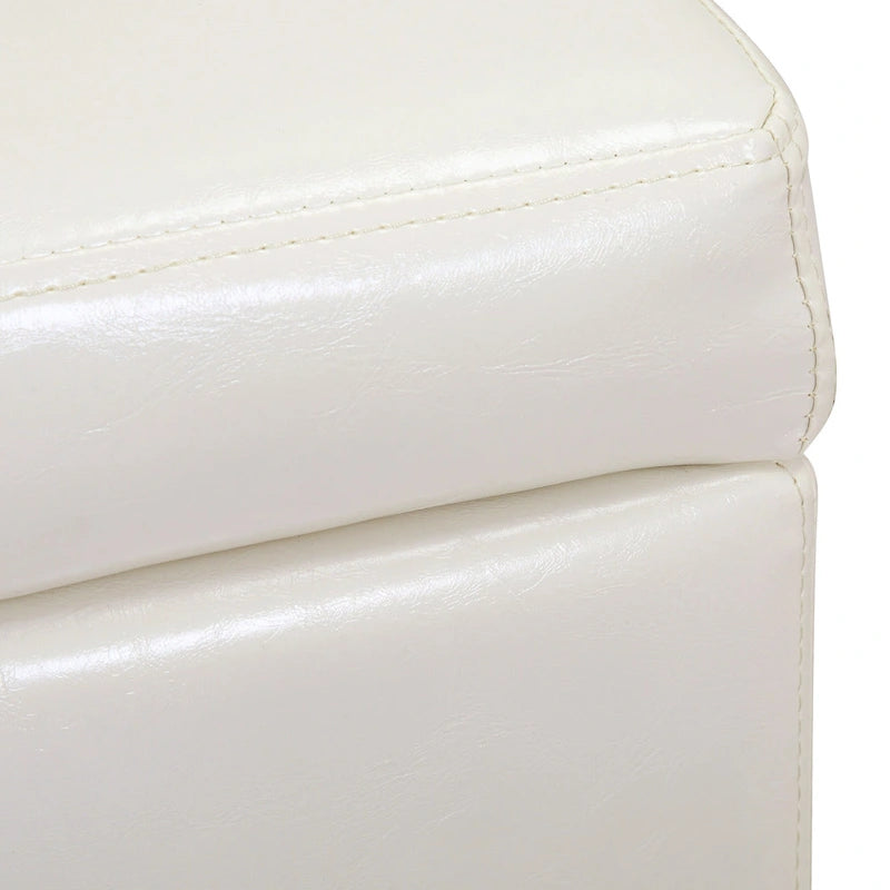 Tufted Faux Leather Flip-Top Storage Ottoman Bench