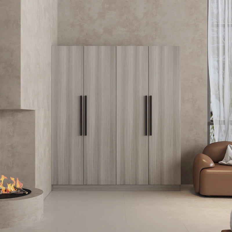 4-Door Freestanding Wardrobe Armoire with Large Storage