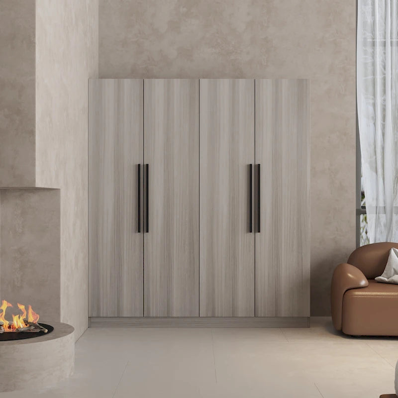 4-Door Freestanding Wardrobe Armoire with Large Storage