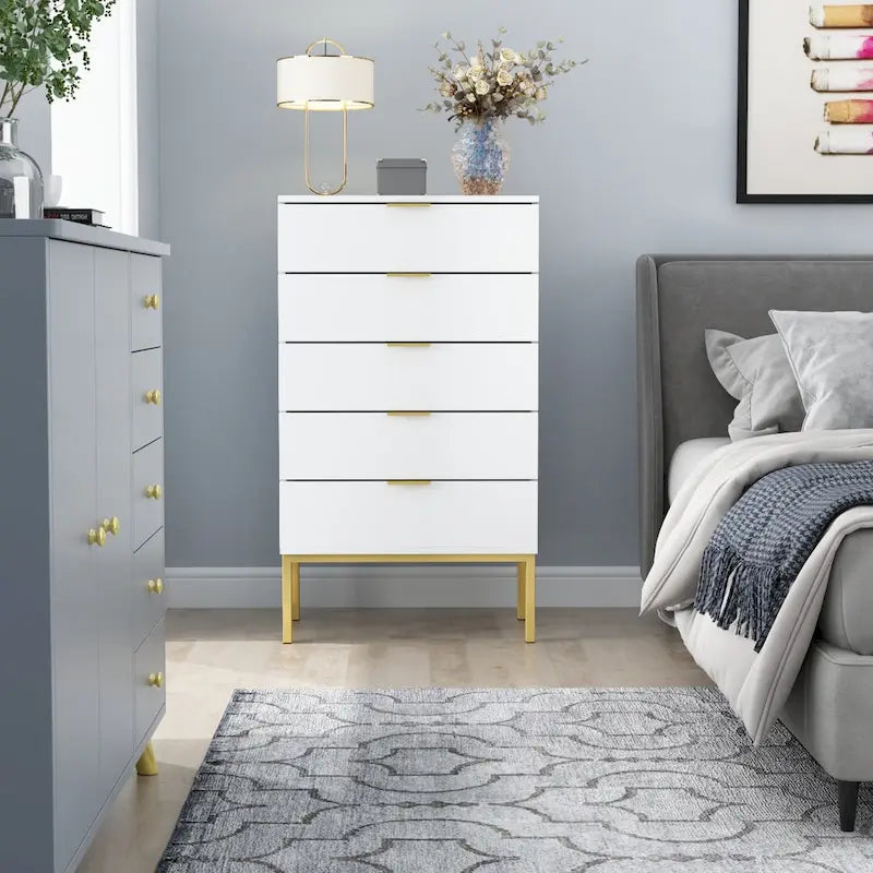 5-Drawer Dresser with Gold Handles