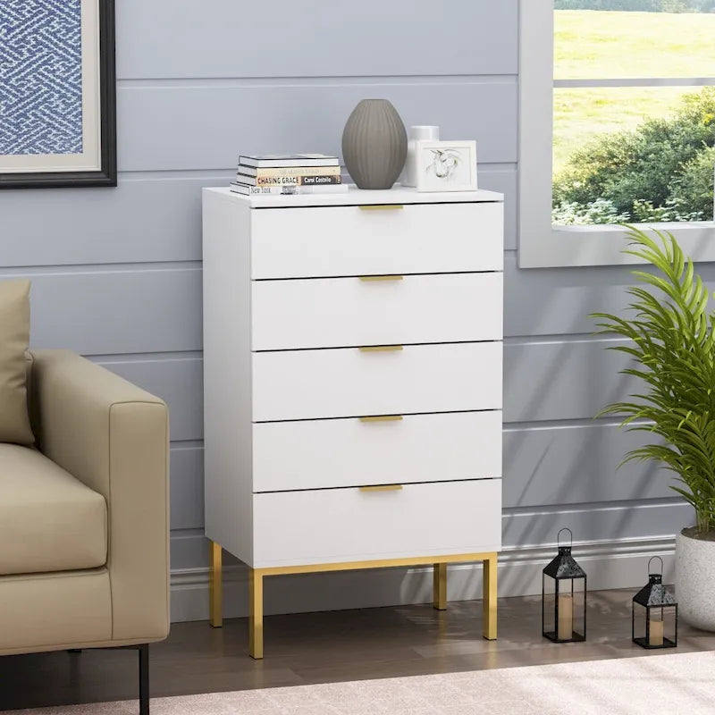 5-Drawer Dresser with Gold Handles