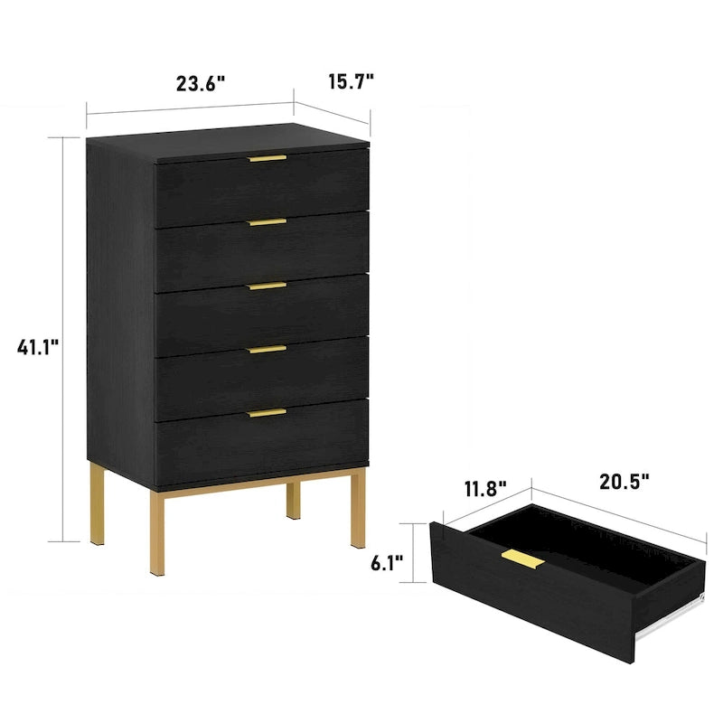 5-Drawer Dresser with Gold Handles