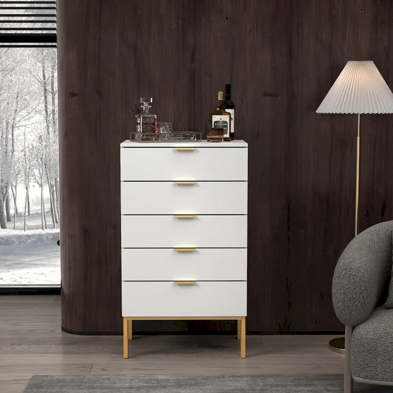 5-Drawer Dresser with Gold Handles