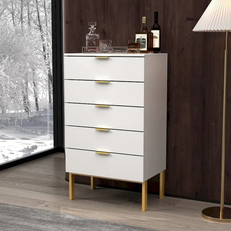 5-Drawer Dresser with Gold Handles