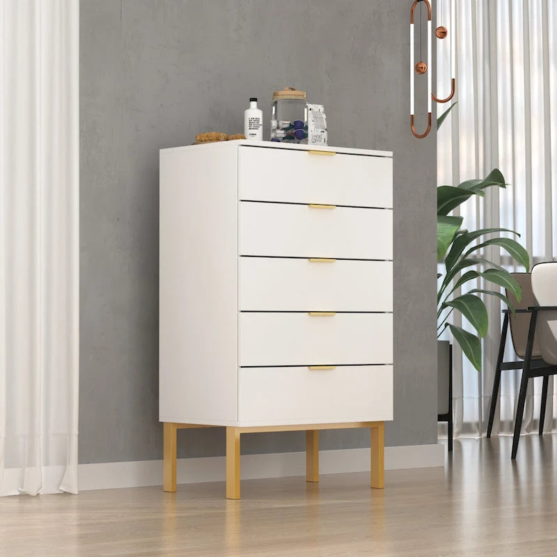 5-Drawer Dresser with Gold Handles