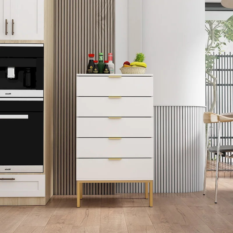 5-Drawer Dresser with Gold Handles