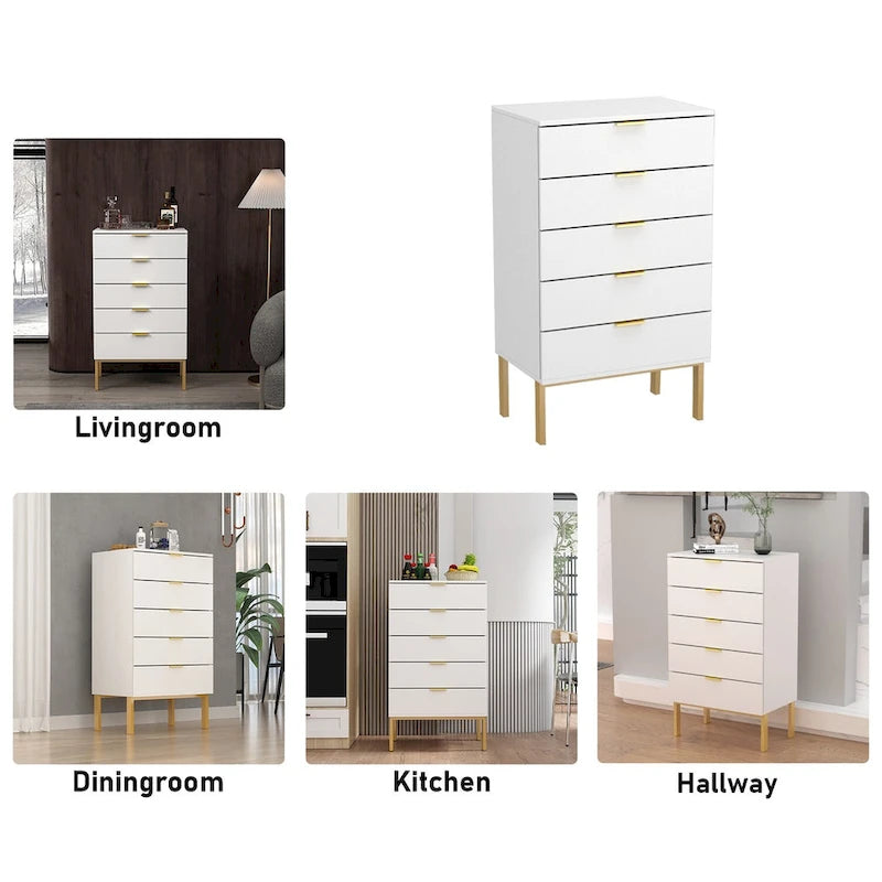 5-Drawer Dresser with Gold Handles