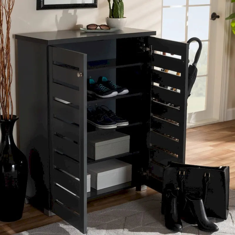 Meuble à chaussures moderne à portes persiennes — Peut contenir jusqu'à 15 paires