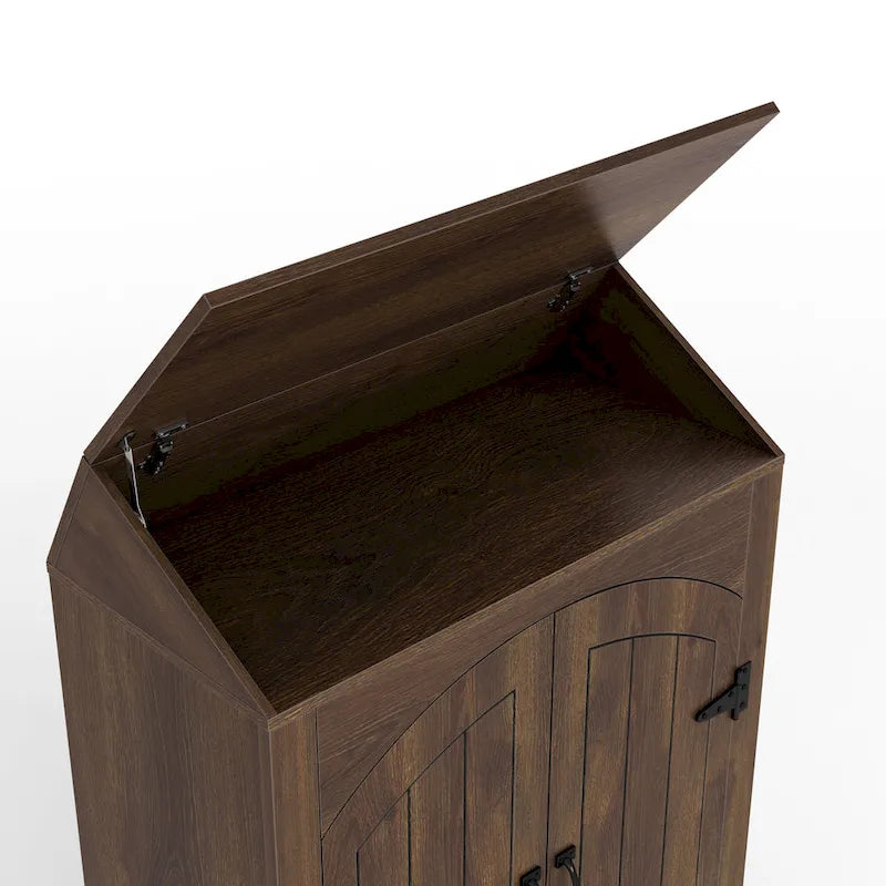 Meuble à chaussures de ferme à double porte avec étagères réglables et rangement à plateau relevable