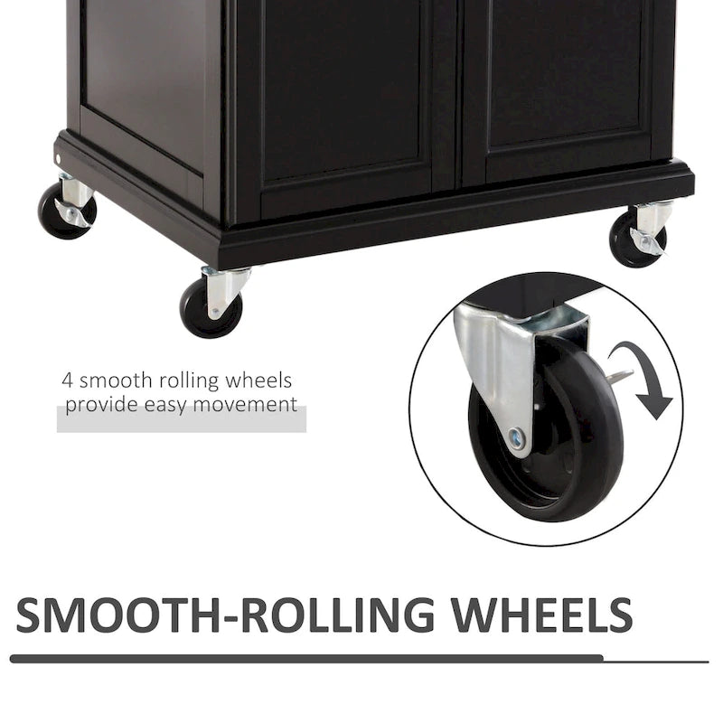 Rolling Kitchen Island Cart with Stainless Steel Top, Drawer & Spice Rack