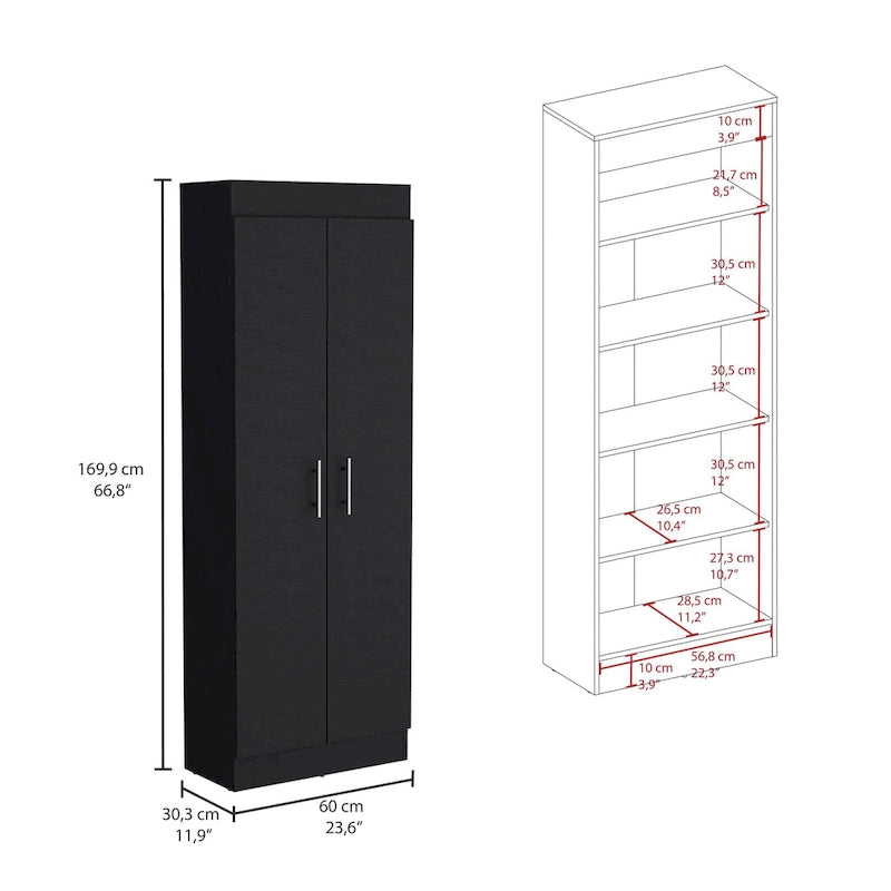 2-Door Kitchen Pantry Cabinet with 5 Shelves