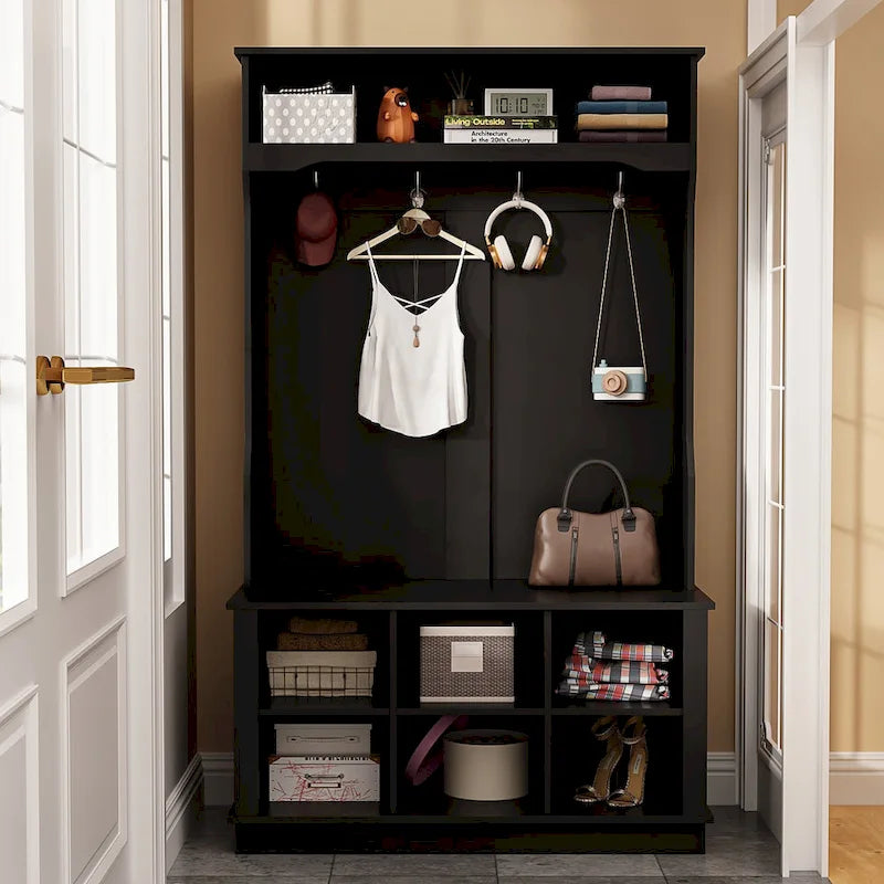 3-in-1 Entryway Hall Tree with Storage Bench & Shoe Rack