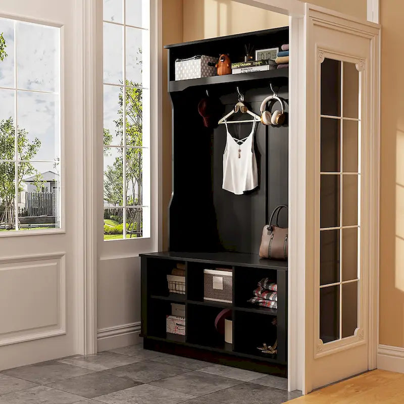 3-in-1 Entryway Hall Tree with Storage Bench & Shoe Rack