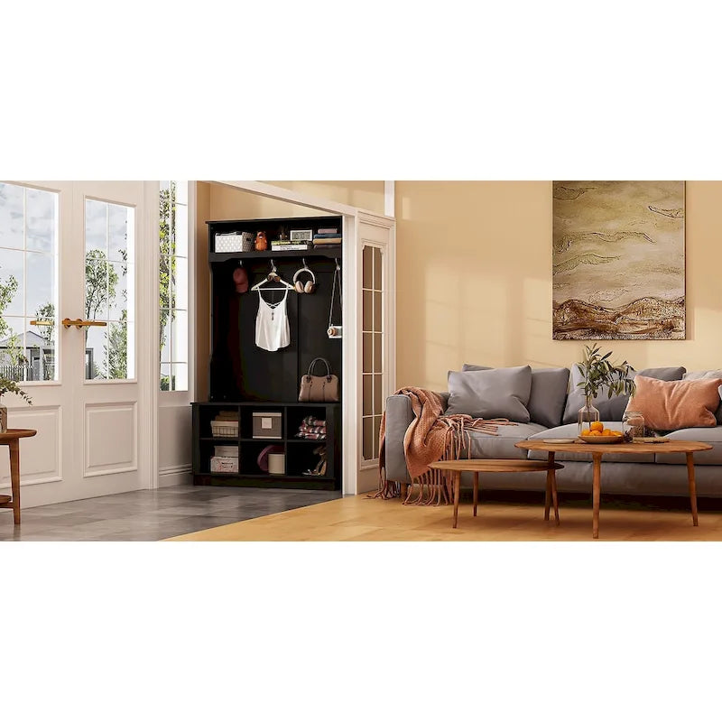 3-in-1 Entryway Hall Tree with Storage Bench & Shoe Rack