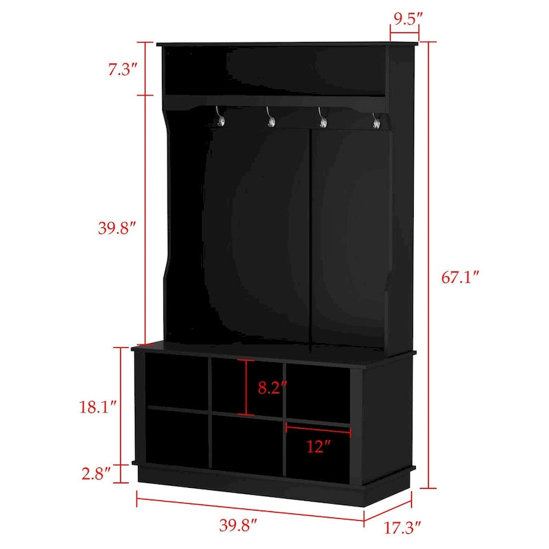3-in-1 Entryway Hall Tree with Storage Bench & Shoe Rack