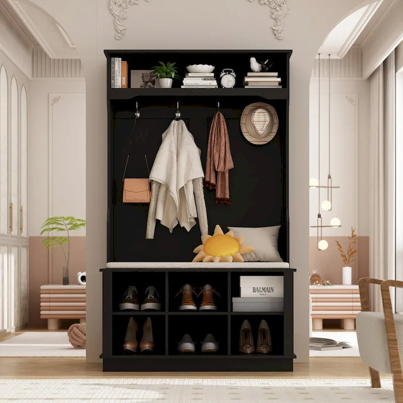 3-in-1 Entryway Hall Tree with Storage Bench & Shoe Rack
