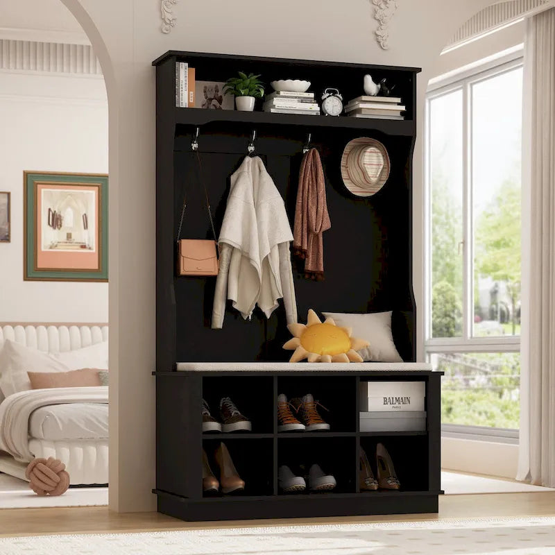 3-in-1 Entryway Hall Tree with Storage Bench & Shoe Rack