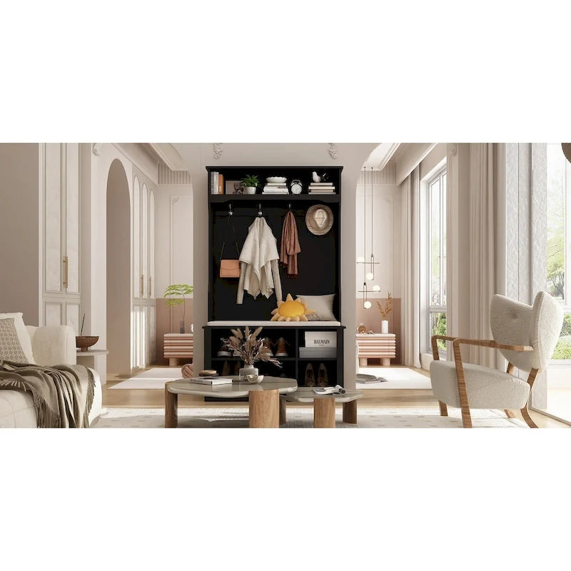 3-in-1 Entryway Hall Tree with Storage Bench & Shoe Rack