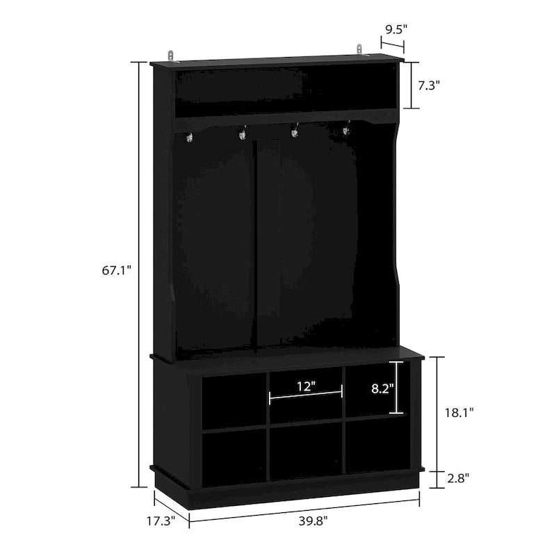 3-in-1 Entryway Hall Tree with Storage Bench & Shoe Rack