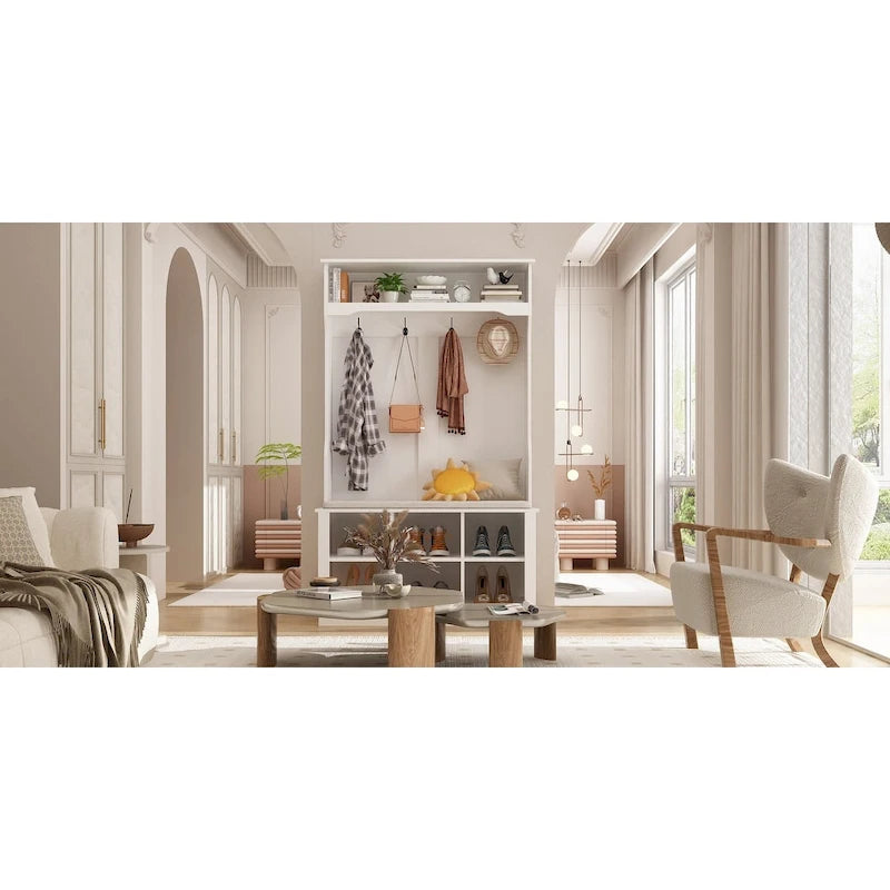 3-in-1 Entryway Hall Tree with Storage Bench & Shoe Rack
