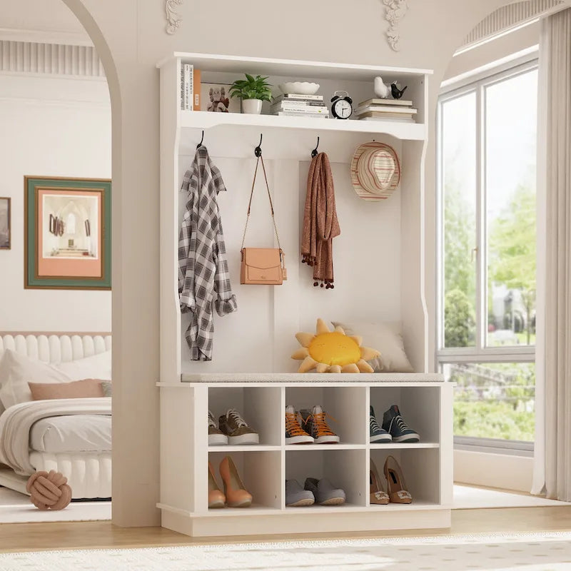 3-in-1 Entryway Hall Tree with Storage Bench & Shoe Rack