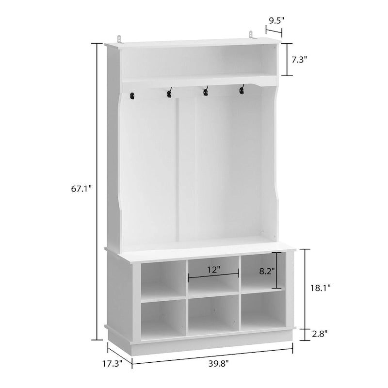 3-in-1 Entryway Hall Tree with Storage Bench & Shoe Rack