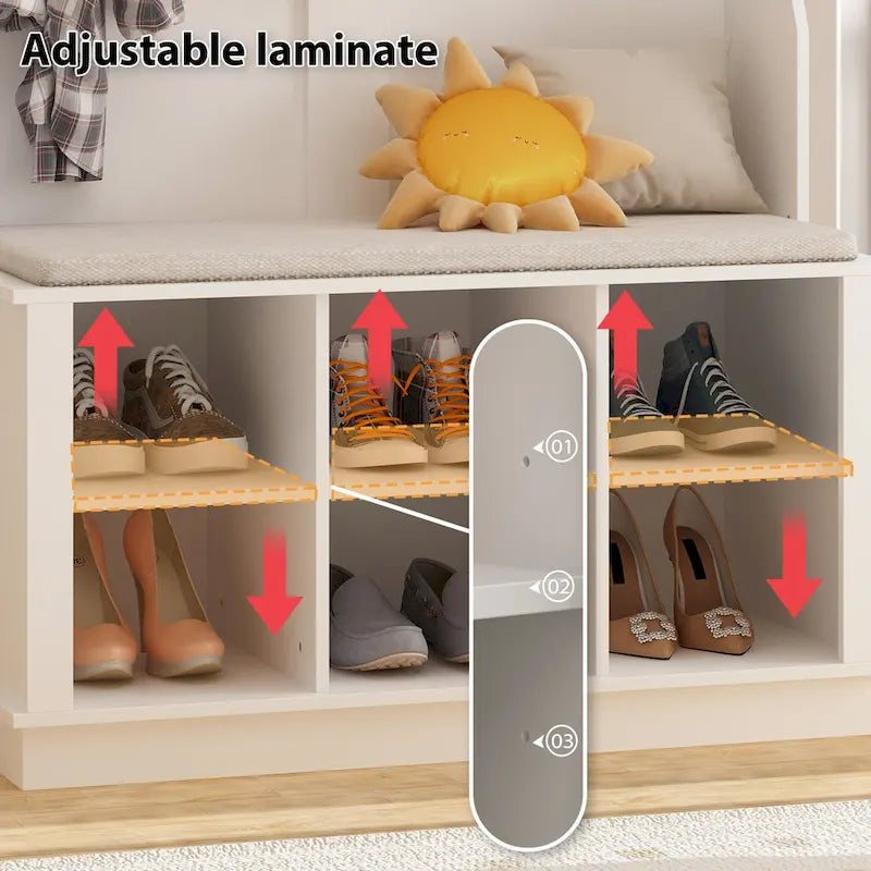 3-in-1 Entryway Hall Tree with Storage Bench & Shoe Rack