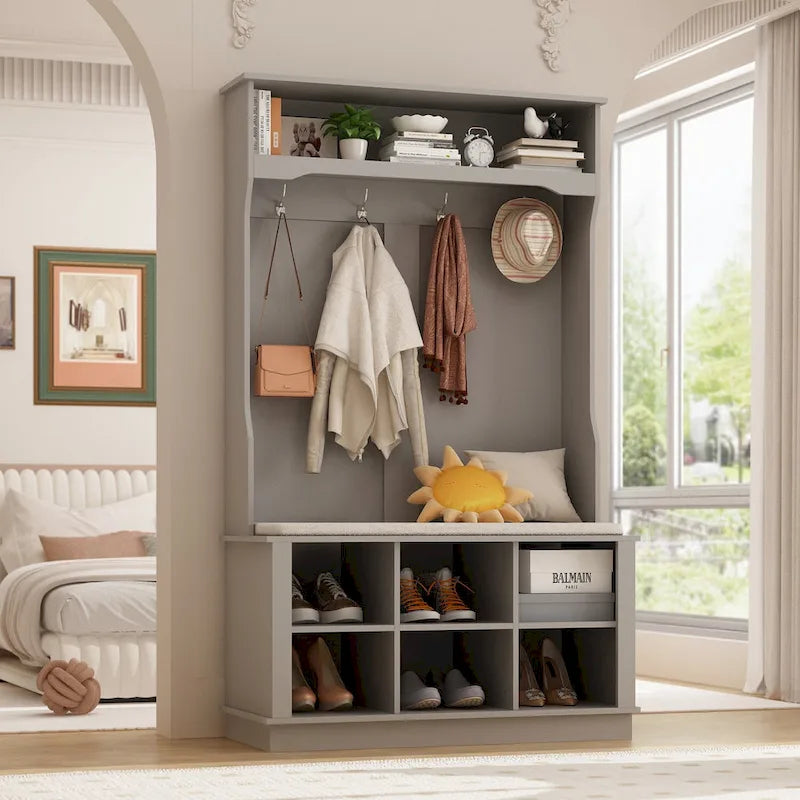 3-in-1 Entryway Hall Tree with Storage Bench & Shoe Rack