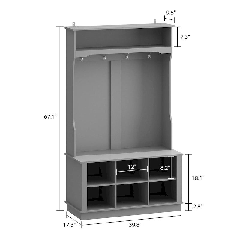 3-in-1 Entryway Hall Tree with Storage Bench & Shoe Rack