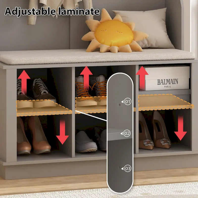 3-in-1 Entryway Hall Tree with Storage Bench & Shoe Rack
