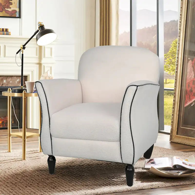 Gourd-Shape Woven Accent Chair with Tapered Birch Legs