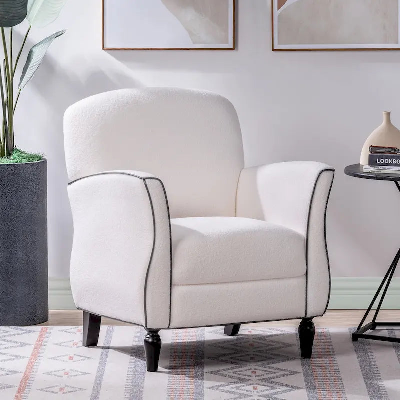 Gourd-Shape Woven Accent Chair with Tapered Birch Legs