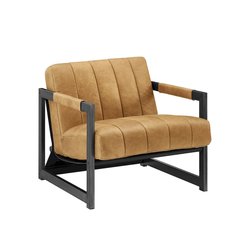 Genuine Leather Lounge Accent Arm Chair